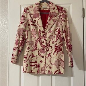 Vintage Prophecy Bohemian Women’s Blazer Red and Cream Bold Patterned